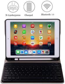 img 3 attached to 📱 Black Leather Keyboard Case with 7 Colors Backlit Bluetooth Keyboard for iPad 9th Gen (2021)/7th 8th Generation 10.2-inch. Slim Folio Cover for iPad 10.2