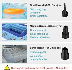 img 3 attached to 💨 HEETHYCOOL Electric Air Pump for Inflatables Pool Raft | 3 Nozzles | Quick Inflator Deflator for Air Bed Mattress, Paddling Pool, Swimming Ring Inflatables | AC 110V/130W