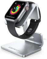 📱lamicall подставка для apple watch: серебристый зарядный док для серий 7/se/6/5/4/3/2/1, совместимый с 44 мм/42 мм/40 мм/38 мм. логотип