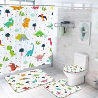 🦖 4-piece cartoon dinosaur shower curtain set with anti-slip rugs, toilet lid cover, and bath mat - adorable kids bath curtain | 12 hooks, long-lasting waterproof fabric shower curtain for kids logo