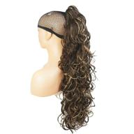 π± lydell 30-inch long curly clip-in claw ponytail hair extension synthetic hairpiece 280g with jaw/claw clip, in 8tt124 brown mix logo