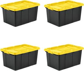 img 3 attached to Sterilite 14669Y04 27 Gallon Industrial Tote - Large Yellow Lily Lid & Black Base: Storage Solution