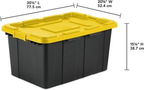 img 1 attached to Sterilite 14669Y04 27 Gallon Industrial Tote - Large Yellow Lily Lid & Black Base: Storage Solution