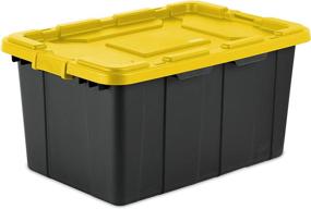 img 2 attached to Sterilite 14669Y04 27 Gallon Industrial Tote - Large Yellow Lily Lid & Black Base: Storage Solution