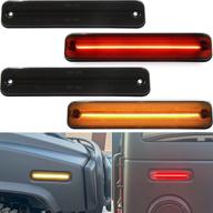 набор светодиодных маркерных огней для hummer h2 2003-2009 с дымчатой оптикой, амберные фонари для передних и красные фонари для задних поворотных сигналов, заменяют оригинальный номер детали: 25952319, фонари на крыло логотип