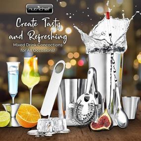 img 3 attached to NutriChef Mixology Bartender Cocktail Shaker Set - Ultimate Stainless Steel 15 & 30 oz Drink Mixing Kit - Premium Martini Making Essentials - Top-Notch Bar Set (15 Piece Set)