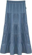 baby'o girl's kids ankle-length denim jeans 5-tiered skirt: sizes 4 to 18 years old logo