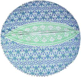 img 1 attached to 🧘 Marubhumi Green Ombre Indian Hippie Mandala Floor Pillow Cover – Cushion Cover – Pouf Cover Round Bohemian Yoga Decor – Floor Cushion Case, 32 Inch