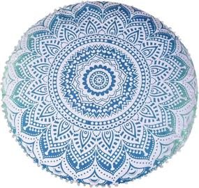 img 2 attached to 🧘 Marubhumi Green Ombre Indian Hippie Mandala Floor Pillow Cover – Cushion Cover – Pouf Cover Round Bohemian Yoga Decor – Floor Cushion Case, 32 Inch