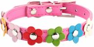 ollypet dog pet cute collar: adorable flower studded neck accessory for small dogs in pu leather logo