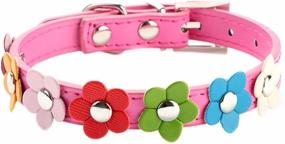 img 3 attached to Ollypet Dog Pet Cute Collar: Adorable Flower Studded Neck Accessory for Small Dogs in PU Leather