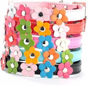 img 1 attached to Ollypet Dog Pet Cute Collar: Adorable Flower Studded Neck Accessory for Small Dogs in PU Leather