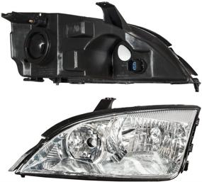 img 2 attached to 🚗 2005-2007 Ford Focus Front Headlight Assembly Pair - Left & Right Side Replacement Headlamps Driving Light, Chrome Housing, Clear Lens