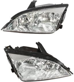 img 3 attached to 🚗 2005-2007 Ford Focus Front Headlight Assembly Pair - Left & Right Side Replacement Headlamps Driving Light, Chrome Housing, Clear Lens