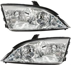 img 4 attached to 🚗 2005-2007 Ford Focus Front Headlight Assembly Pair - Left & Right Side Replacement Headlamps Driving Light, Chrome Housing, Clear Lens