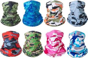 img 4 attached to 🧣 5-Piece Neck Gaiter Balaclava Bandana Headwear Face Cover Mask Headband Set for Women and Men