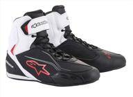 👞 alpinestars faster-3 motorcycle shoes for men in black, white, and red - size 8.5 logo