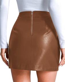 img 2 attached to 👗 MANGOPOP Women's High Waist Faux Leather Bodycon Mini Pencil Skirt - Classic & Stylish Design