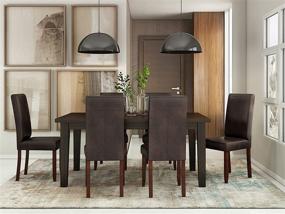 img 1 attached to 🪑 Простой дом современный стул Парсона для обеда (набор из 2 шт.) | Изношенная коричневая искусственная кожа | Сиденье для столовой.