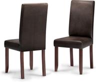 🪑 simplihome acadian contemporary parson dining chair (set of 2) | distressed brown faux leather | dining room seat logo