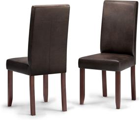 img 2 attached to 🪑 Простой дом современный стул Парсона для обеда (набор из 2 шт.) | Изношенная коричневая искусственная кожа | Сиденье для столовой.