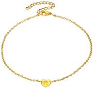 🎀 chic heart charm anklet for girls | 18k gold plated/stainless steel | initials engraved a-z | adjustable 8.66'' to 10'' ankle bracelet | foot chain barefoot jewelry | includes gift box logo