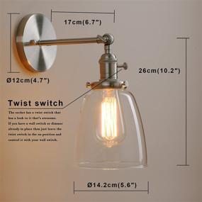 img 3 attached to 🏮 Pathson Vintage Wall Sconce with On/Off Switch, Clear Glass Shade Industrial Vanity Light, Indoor Wall Lighting Fixtures for Bathroom, Bedside, Garage, Porch, Cafe, Club