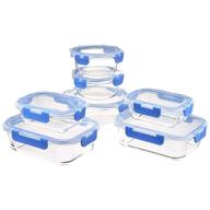 14-piece set of amazon basics glass locking lid food storage containers with 7 bpa-free lids logo