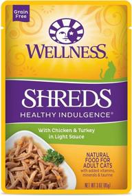 img 4 attached to 🐾 Увлажняющая кормовая смесь для кошек Wellness Healthy Indulgence Shreds без зерна: легкий суп с густым соусом и нарезанным белком, натуральный, для взрослых, набор из 24 пакетов.