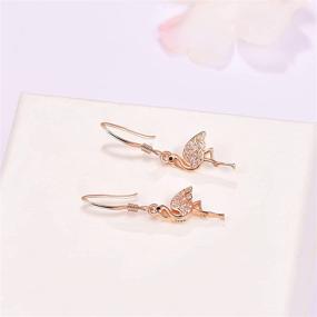 img 2 attached to 🌸 TANGPOET Flamingo Earrings: Rose Gold Plated Jewelry for Women & Girls, Sterling Silver Stud Dangle Hoops - Hypoallergenic & Stylish Gift for Sensitive Ears!