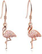 🌸 tangpoet flamingo earrings: rose gold plated jewelry for women & girls, sterling silver stud dangle hoops - hypoallergenic & stylish gift for sensitive ears! logo