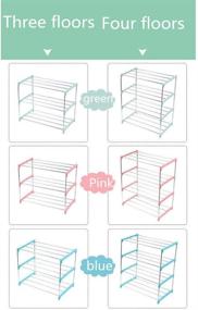 img 1 attached to 👠 Diligencer Sturdy Plastic Stainless Steel Stackable Shoe Rack for Home, Entryways, and Closets - Over Door Organizer for Shoes - Ms, Men, Kids - Available in Pink, Green, and Blue