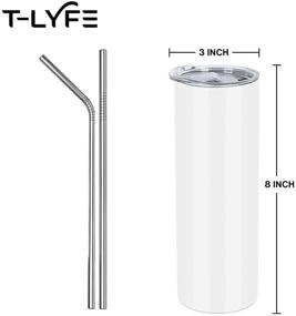 img 1 attached to Tlyfe Sublimation Blanks Skinny Tumbler, White 20 OZ: Complete Kit for Heat Press Sublimation and Travel Coffee, Pack of 4 with Accessories