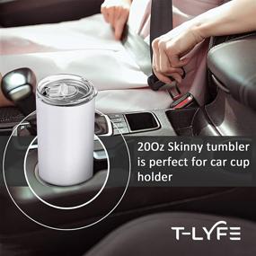 img 2 attached to Tlyfe Sublimation Blanks Skinny Tumbler, White 20 OZ: Complete Kit for Heat Press Sublimation and Travel Coffee, Pack of 4 with Accessories