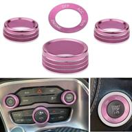 aluminum alloy blue -set of 4 air conditioner switch cover cd button knob ring compatible with dodge challenger charger chrysler 300 300s (2015-2021) (pink) logo