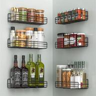 🌶️ 6-pack wall mount spice rack organizer - hanging black shelf for farmhouse seasonings - space-saving spice shelves holder for kitchen wall - flexible bathroom organizer - moforoco logo