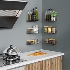 img 3 attached to 🌶️ 6-Pack Wall Mount Spice Rack Organizer - Hanging Black Shelf for Farmhouse Seasonings - Space-Saving Spice Shelves Holder for Kitchen Wall - Flexible Bathroom Organizer - MOFOROCO