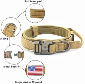 img 3 attached to 🐾 Premium Tactical Dog Collar with Handle, Heavy Duty Metal Buckle - Adjustable Nylon K9 Collar for Medium to Large Dogs Training