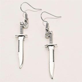 img 3 attached to 🗡️ Vintage Silver Punk Sword Statement Earrings for Women Girls - 4 Pairs Long Sword Hook Earrings, Unique Retro Gothic Knife Dangle Drop Earrings, Gothic Vine Wrapped Hypoallergenic Sword Earrings