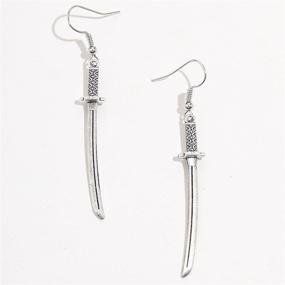 img 1 attached to 🗡️ Vintage Silver Punk Sword Statement Earrings for Women Girls - 4 Pairs Long Sword Hook Earrings, Unique Retro Gothic Knife Dangle Drop Earrings, Gothic Vine Wrapped Hypoallergenic Sword Earrings