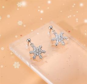 img 3 attached to Sterling Silver Snowflake Studs Earrings with CZ Stones - Elegant Accessories for Women and Teen Girls