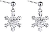 sterling silver snowflake studs earrings with cz stones - elegant accessories for women and teen girls logo