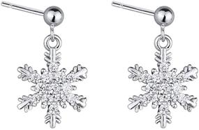 img 4 attached to Sterling Silver Snowflake Studs Earrings with CZ Stones - Elegant Accessories for Women and Teen Girls