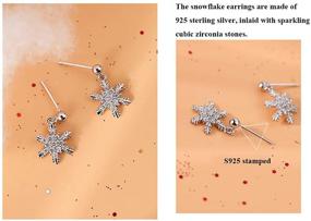 img 2 attached to Sterling Silver Snowflake Studs Earrings with CZ Stones - Elegant Accessories for Women and Teen Girls