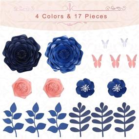 img 3 attached to Fonder Mols Giant 3D Paper Flowers Decorations for Wall - Navy Blue & Pink, Set of 16