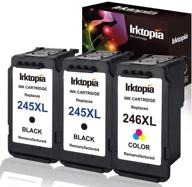 🖨️ 3 pack remanufactured canon ink cartridge replacement: pg 245xl 246xl (2 black 1 tri-color) for pixma ip2820, mg2420, mg2520, mg2920, mg2922, mg2924, mx492, mx490 printer - high-quality ink level compatible option logo