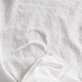 img 2 attached to 🛏️ Белая постельное белье с подушками в стиле "помпон" на россыпи (90х90 дюймов) - мягкий стеганный микрофибр, застежка-молния, угловые завязки - включает 1 наволочку и 2 подушечки