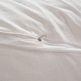 img 1 attached to 🛏️ White Queen Size Pom Pom Fringe Duvet Cover Set (90x90 Inch) - Soft Washed Microfiber, Zipper Closure, Corner Ties - Includes 1 Duvet Cover and 2 Pillowcases