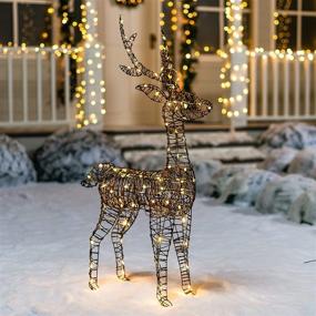 img 3 attached to 🦌 Joiedomi 3ft Rattan Christmas Reindeer Buck with 80 LED Warm White Yard Lights - Perfect for Outdoor Yard Garden Decorations, Christmas Events, and Christmas Eve Night Decor