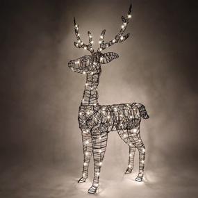 img 2 attached to 🦌 Joiedomi 3ft Rattan Christmas Reindeer Buck with 80 LED Warm White Yard Lights - Perfect for Outdoor Yard Garden Decorations, Christmas Events, and Christmas Eve Night Decor